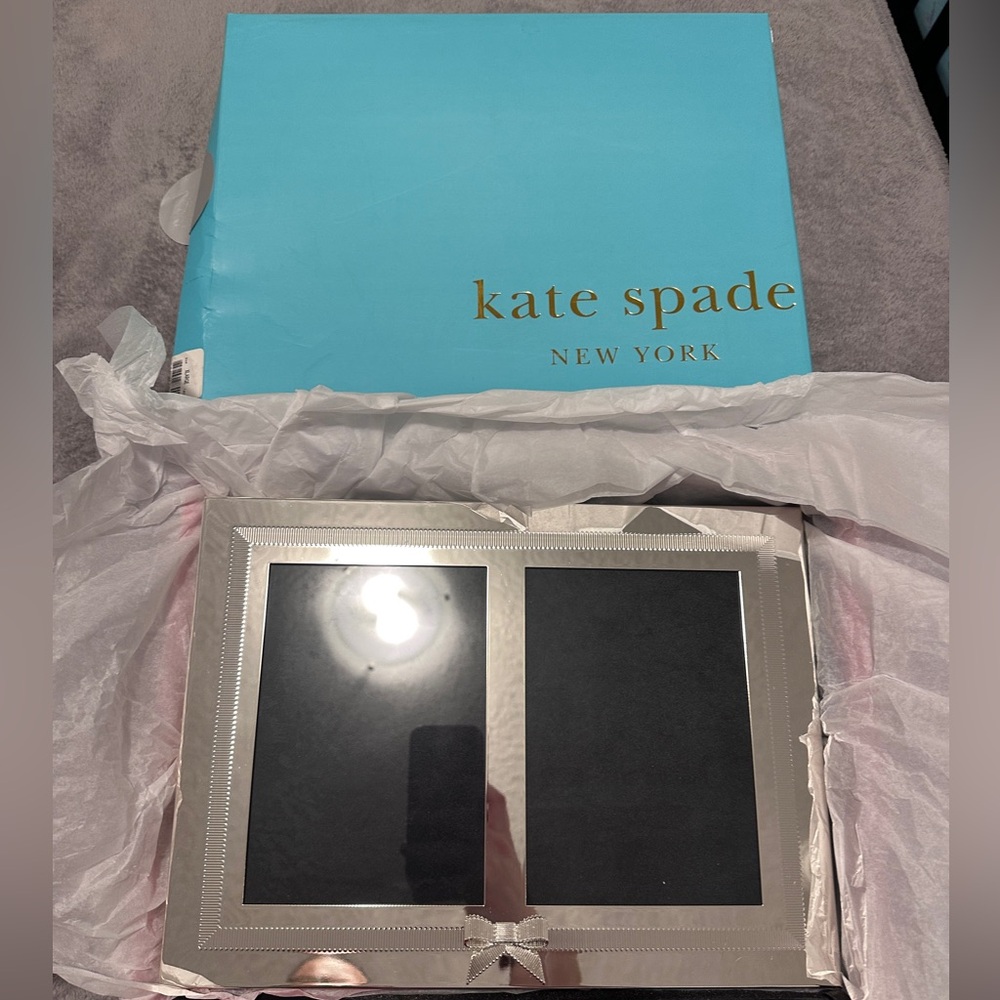 Kate Spade Grace Avenue Double Invitation Frame 5 x 7 Inch Silverplate Like New